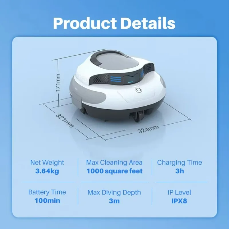 Pool Automatic Vacuum Cleaner Pool Cleaning Cordless Robot Cleaner Filter Pool