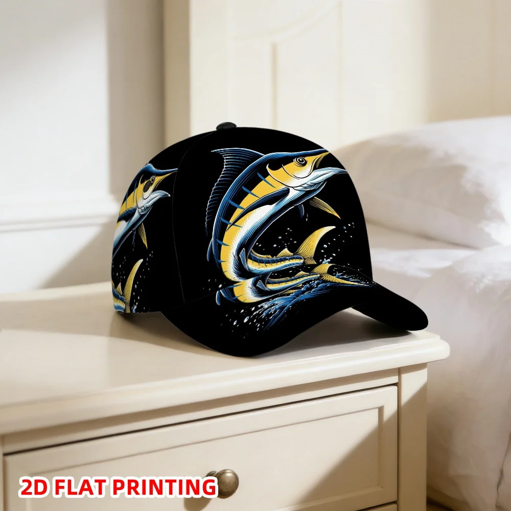 Jumping Marlin Baseball Cap for Men Women Lightweight Snapback Hat with Marlin Fish Design Suitable for Daily Commute