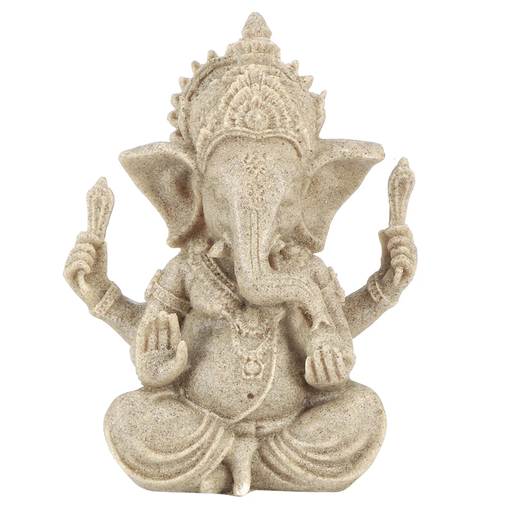 Ganesha Sculpture Elephant Statue Sandstone Resin Indian Ganesha Elephant God Statue Fengshui Buddha Sculpture Home Decor Crafts