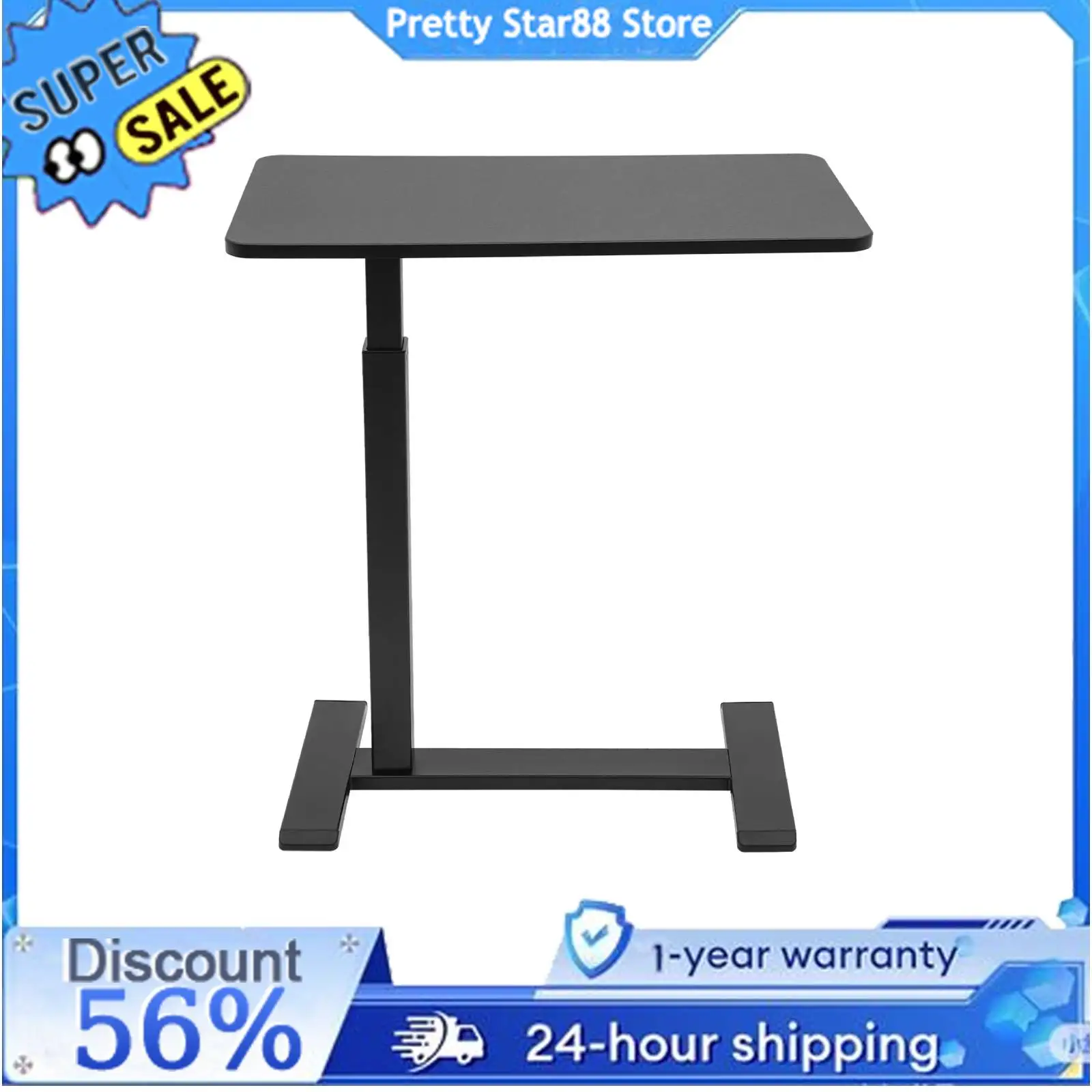 

Bedside Table Scratch Resistant Pneumatic Mobile Standing Desk Laptop Desk Adjustable Height Overbed Table for Hospital/Home Use