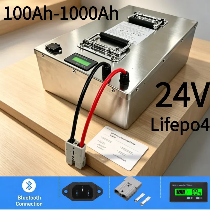 24V LiFePO4 Rechargeable Lithium Iron Phosphate Battery 100‑1050Ah Deep‑Cycle,2000‑Watt For Off‑Grid Solar Power System UPS Boat