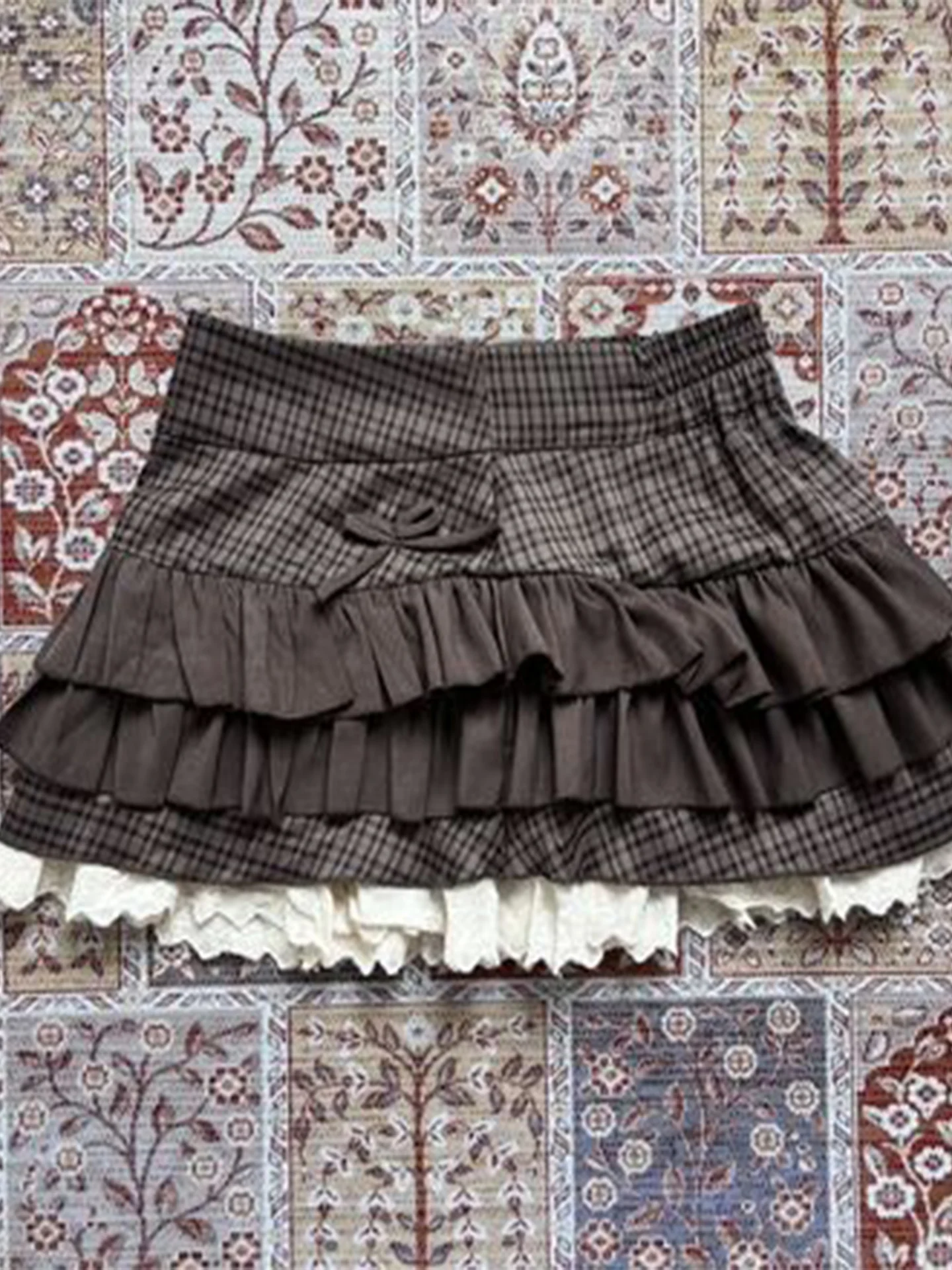 Ballet Style  Bowknot Short Skirt Women's Puffy Skirt Heavy Embellishment High Waist Lace Short Skirt Casual Wear