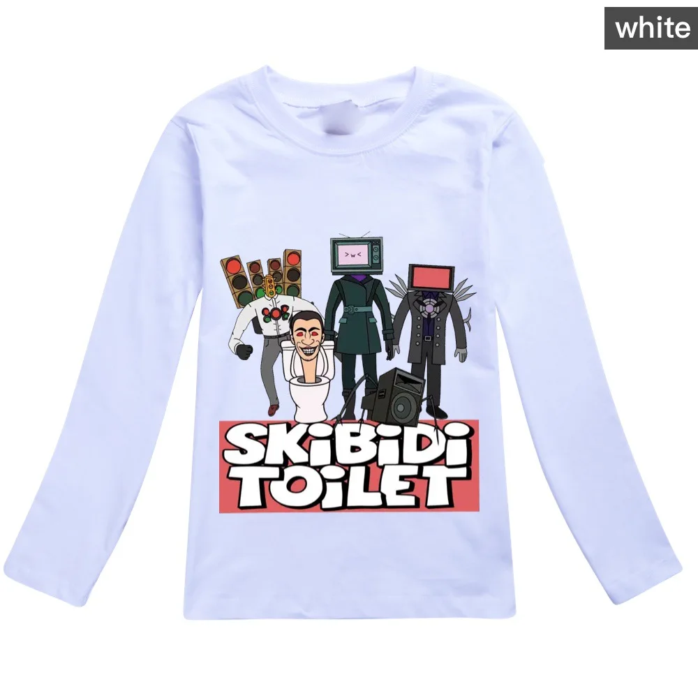 Autumn Kids Skibidi Toilet Cartoon Long Sleeves Cotton Fashion Print Funny Casual Baby Boys Girls Tops T-shirt Children Clothes