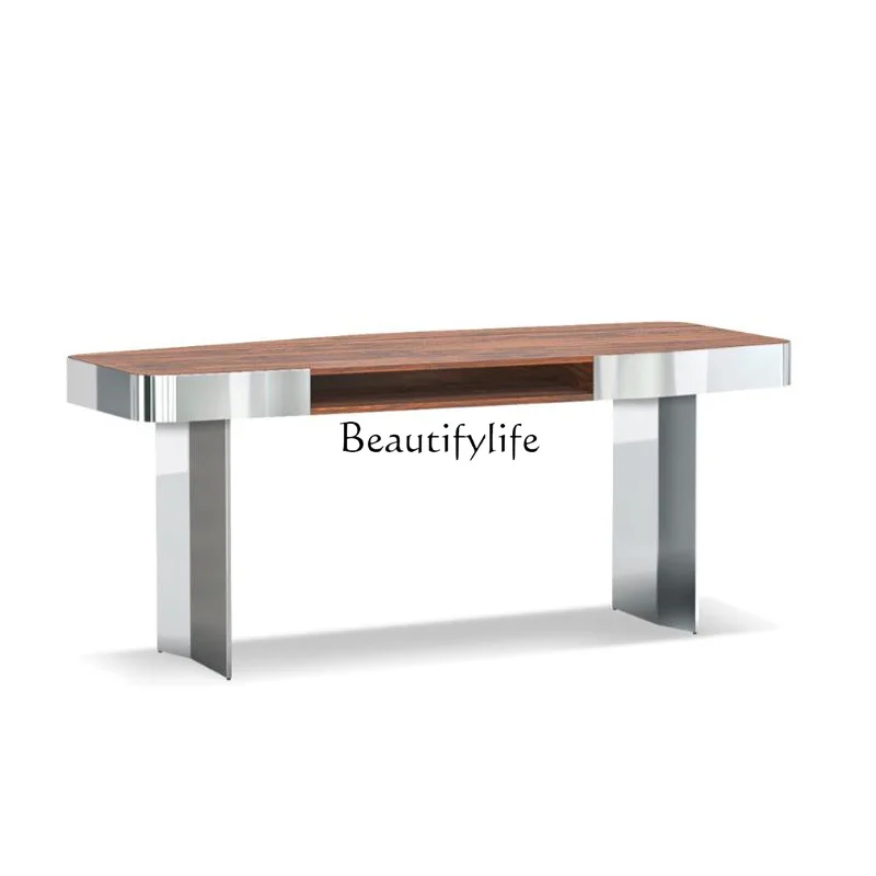 Stainless steel Italian minimalist rectangular desk high-end villa writing desk