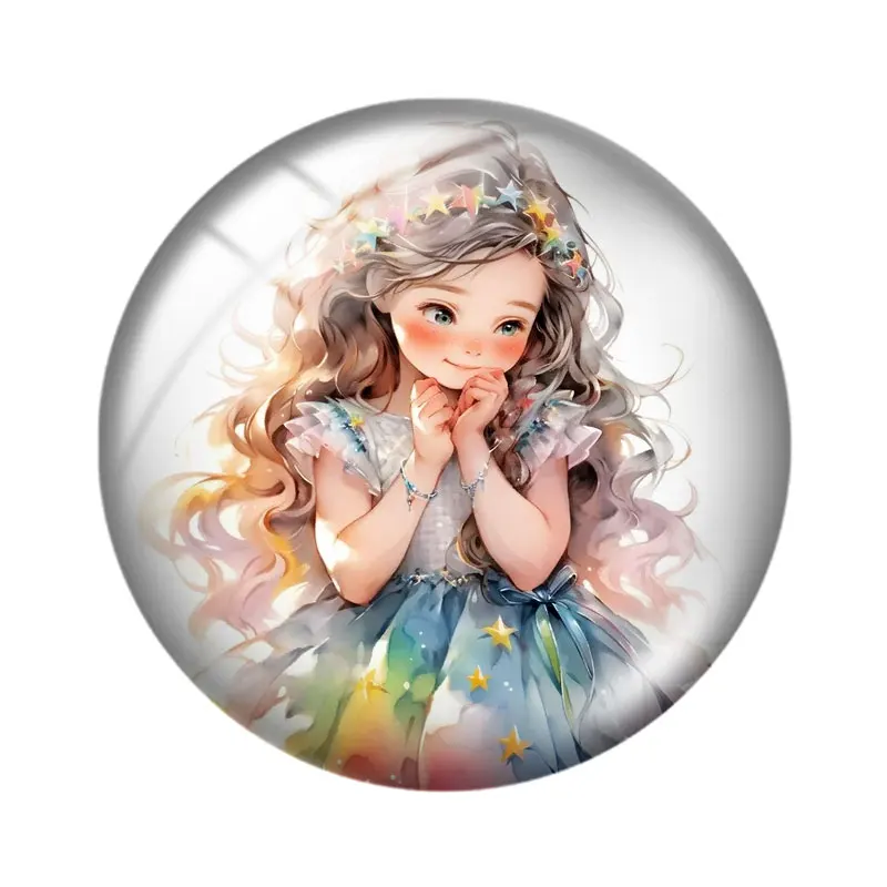 Little Girl in Rainbow 12/18/20/25mm glass cabochon  bracelet pendant rings for jewelry demo earrings back Making findings