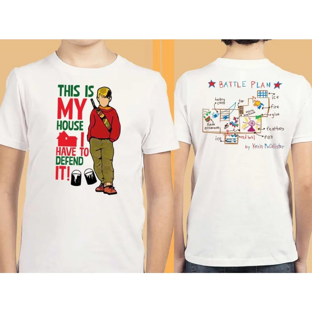 كيفن معركة خطة عيد الميلاد البلوز مضحك المنزل وحده الفيلم التي شيرت الأفلام الكلاسيكية عاشق الرجال النساء عادية المحملة دوبلكس الطباعة T