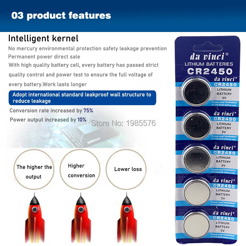 5pcs 3V CR 2450 CR2450 Lithium Batteries KCR2450 5029LC LM2450 Button Cell Coin Battery For Watch Electronic Toy Remote