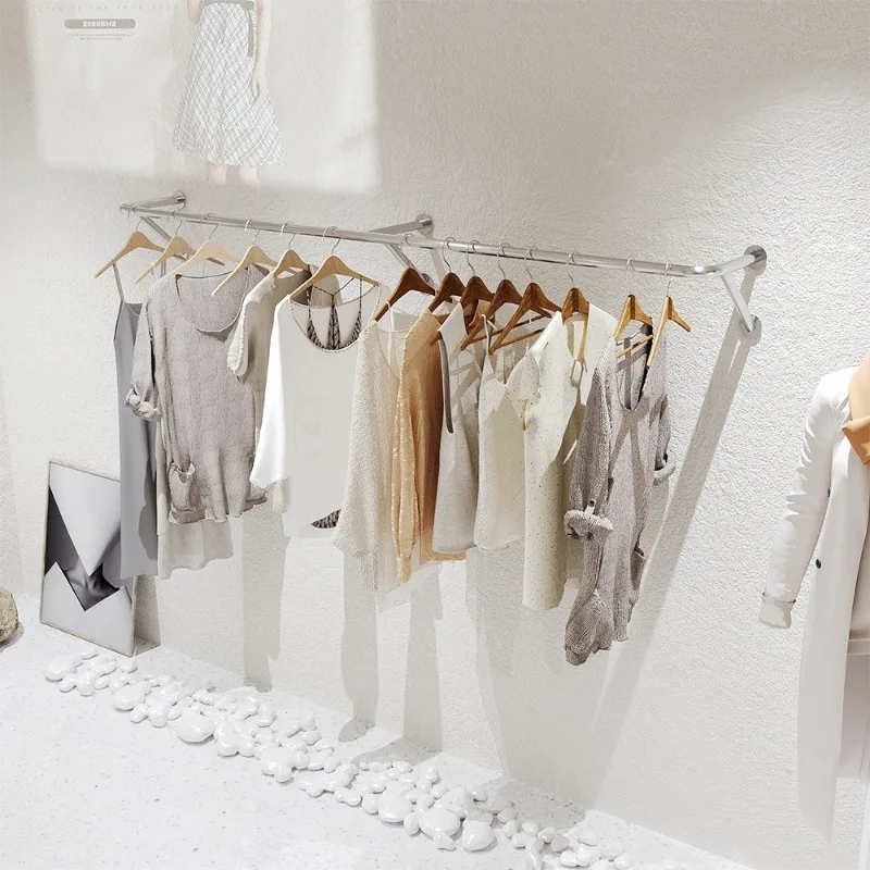 Wand Kleiderbügel Edelstahl Kleidung Organizer Racks Display Mäntel Lagerung Rack Kleiderschränke Kleidung Kleiderbügel Möbel