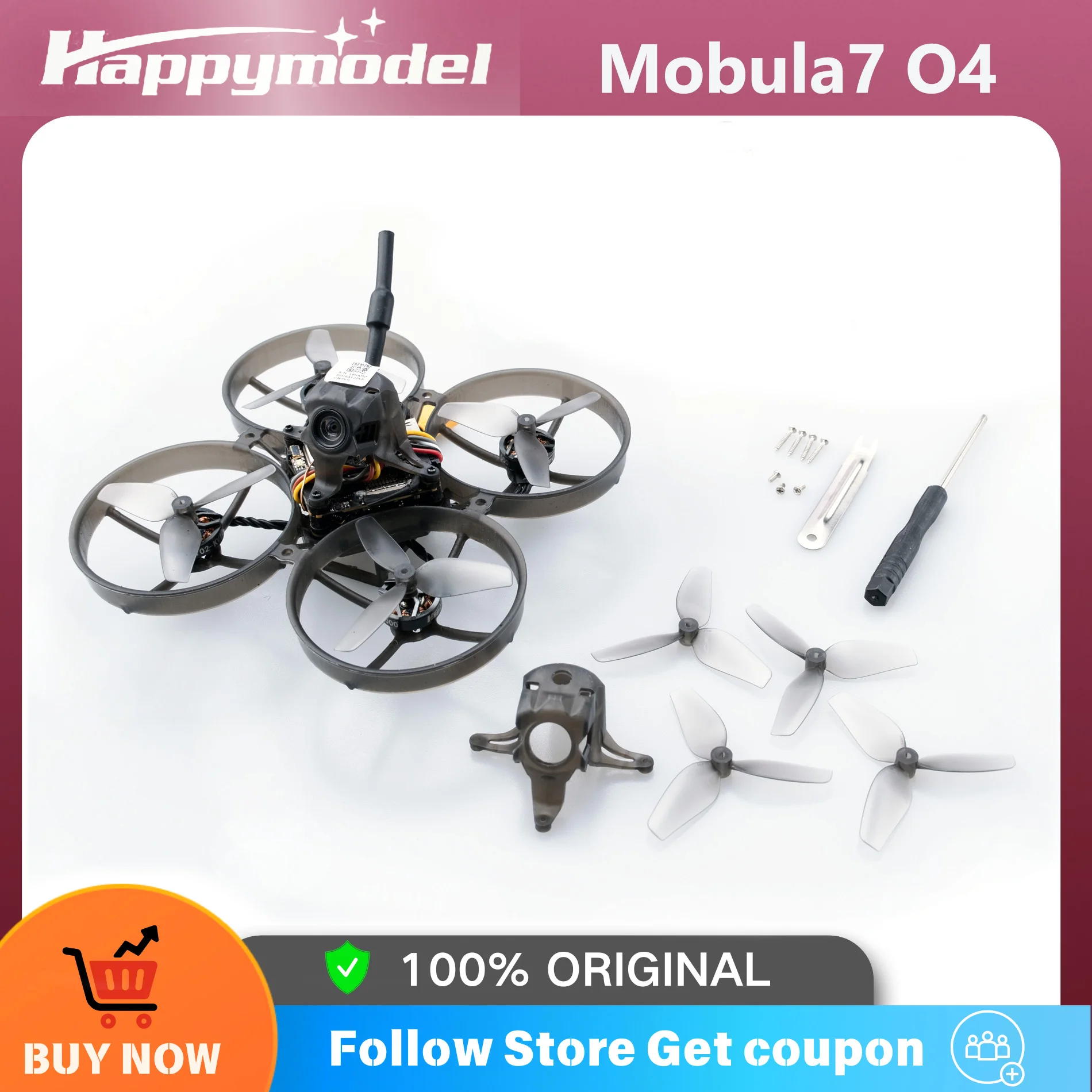 Happymodel Mobula7 O4 2S 80mm Digital HD 4K Micro FPV Whoop With DJI O4 Air Unit Camera UART ELRS RX for RC FPV FPV Whoop Drones