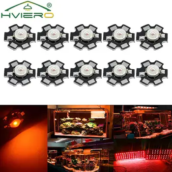 10X 20mm 3V 1W 3W High Power Chip Light Bead White Red Blue Green Led Beads Emitter LED Bulb Diodes Lamp with Star Min Heatsink