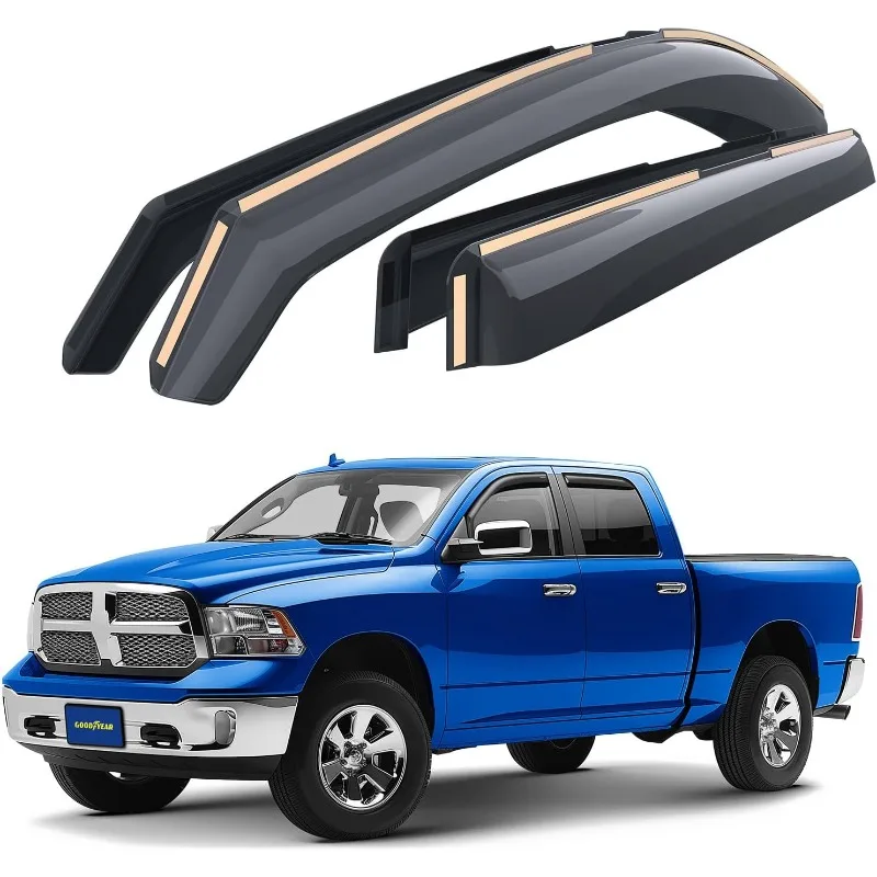 

Небьющиеся на канала дефлекторы окон Goodyear для грузовиков RAM 2009-2018 Crew Cab 1500 2500 3500, защита от дождя