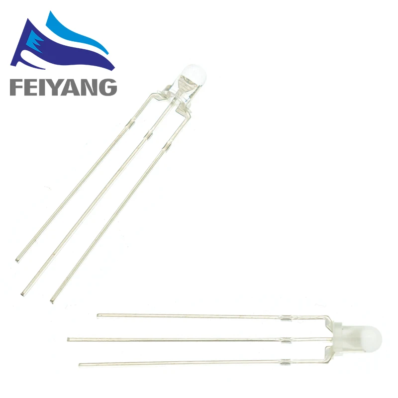 50pcs 3mm Round Clear/Fog LED Bicolor Lamp F3 Common Anode/Cathode LED 3 Pins Light Emitting Diode Red&Yellow Blue&Green