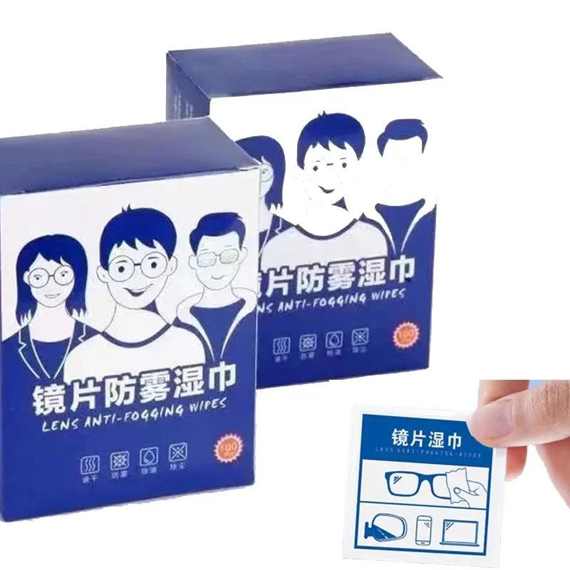 100PCS Anti-Fog Glasses Cleaning Wipes Pre-moistened Lens Wipes for Eyeglasses, Sunglasses, Camera Lenses, Individually Wrapped