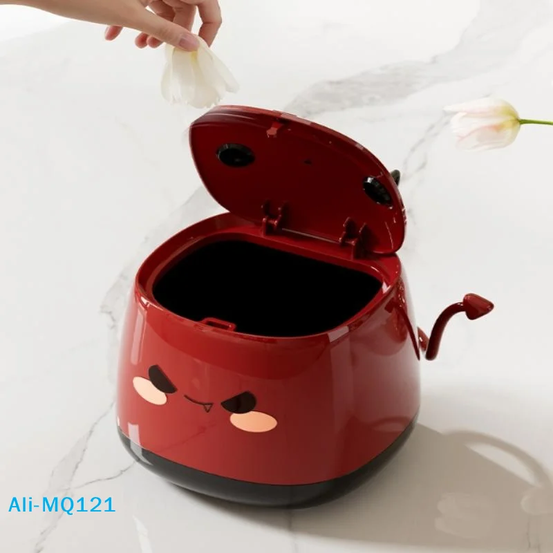 

1 Pcs Desktop Small Trash Can Press Open Lid Paper Basket Cute Little Devil Shape Office Bedroom Living Room Storage Box