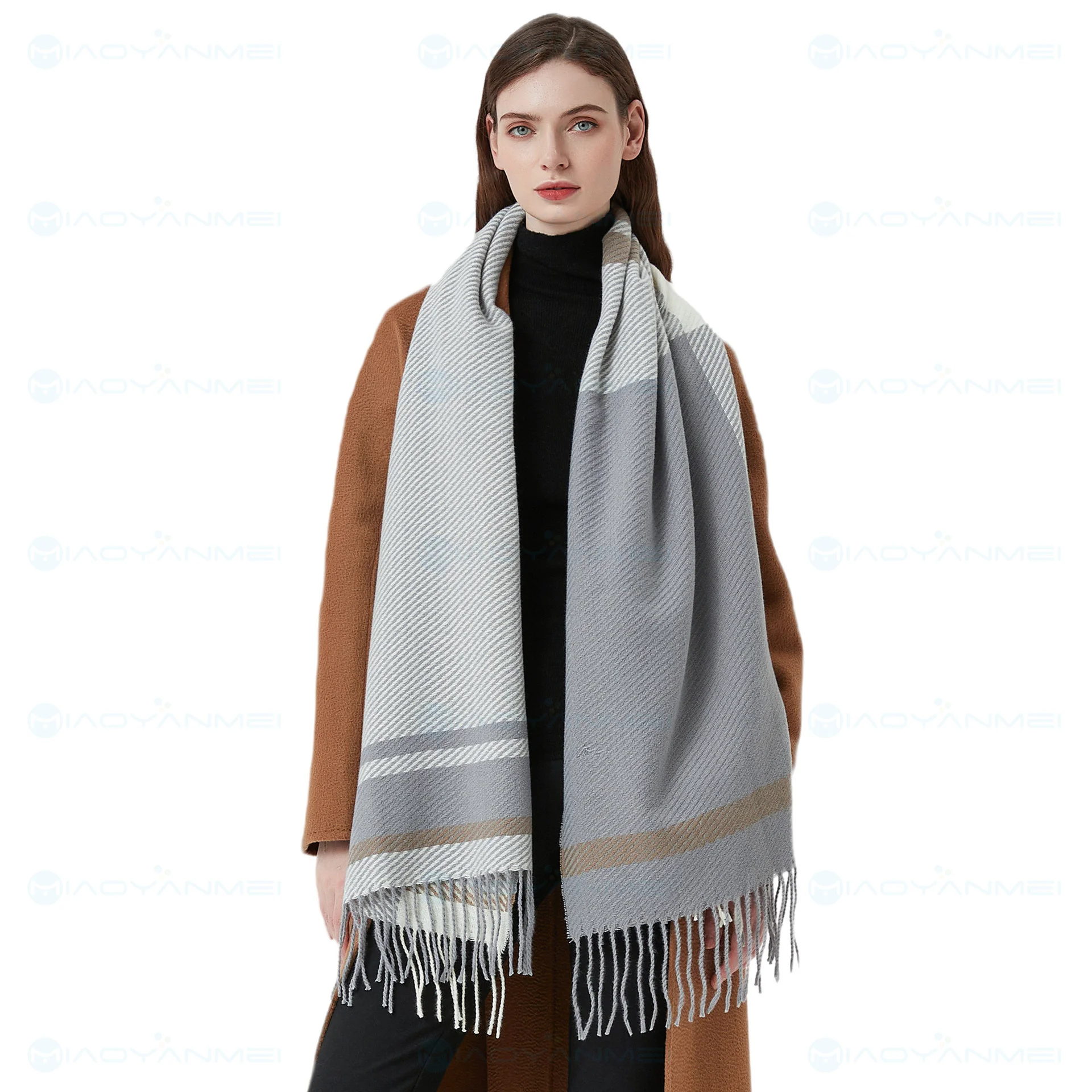 2024 new scarf elegant women's shawl fashionable and popular British style tassel checkered scarf with cashmere like texture