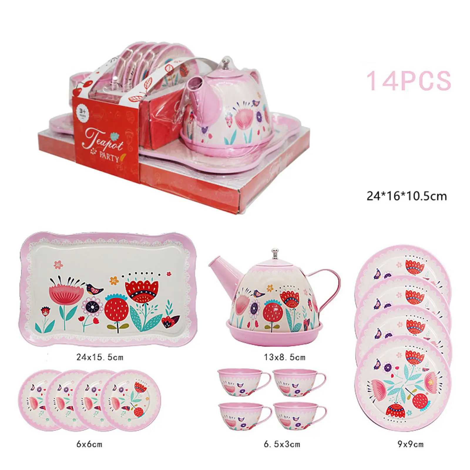 Kids Tea Set Pretend Play Toy Afternoon Tea Playset for Girls Birthday Gift