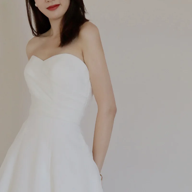 Light Strapless Elegant Bride Banquet Slim Fit Temperament Reception Gown2024New Style Waist-Cinching Toasting Dress