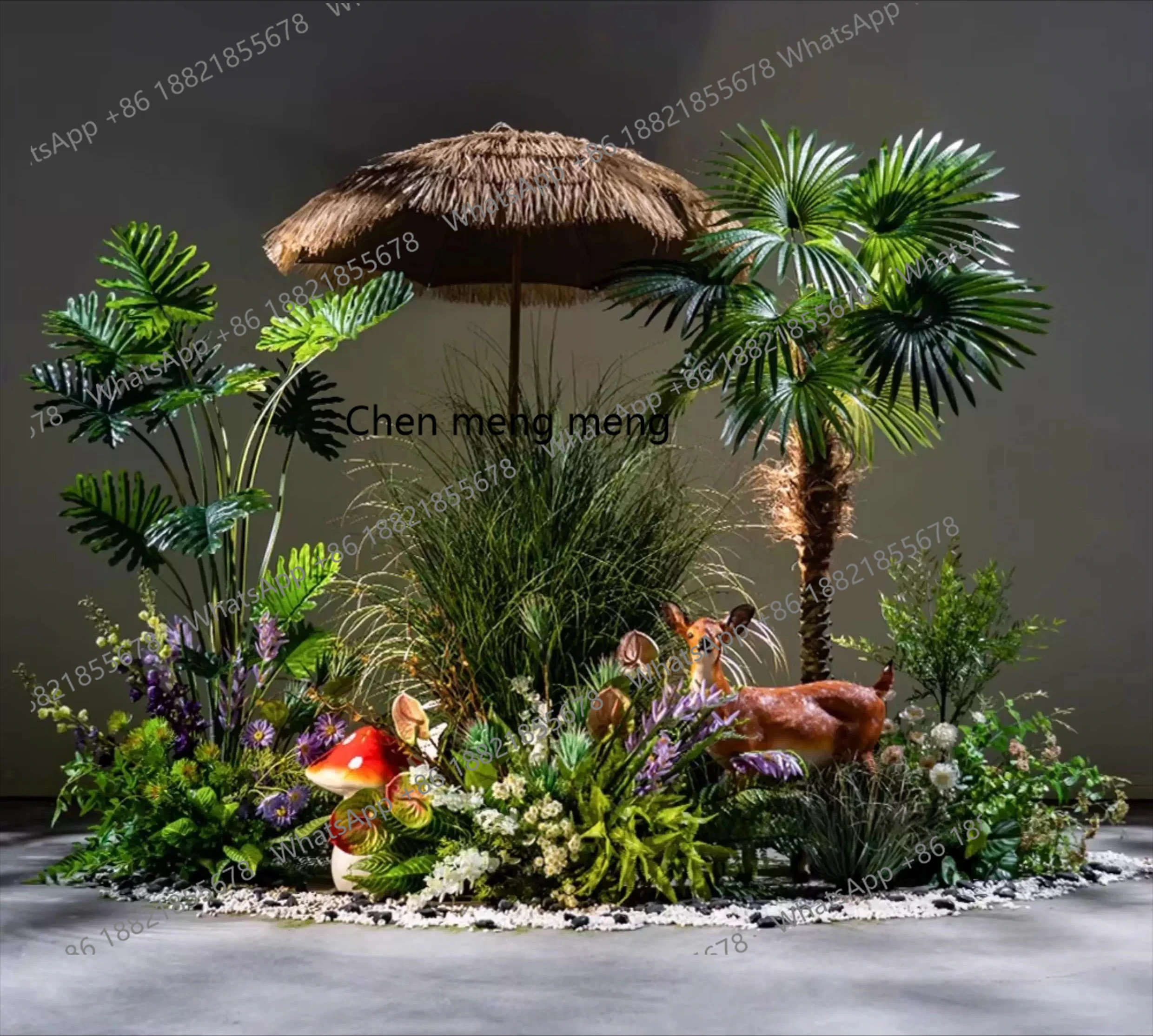 فن الزهور الاصطناعية شجرة وهمية نباتات خضراء زهرة وهمية المناظر الطبيعية درج داخلي زخرفة الديكور في الهواء الطلق