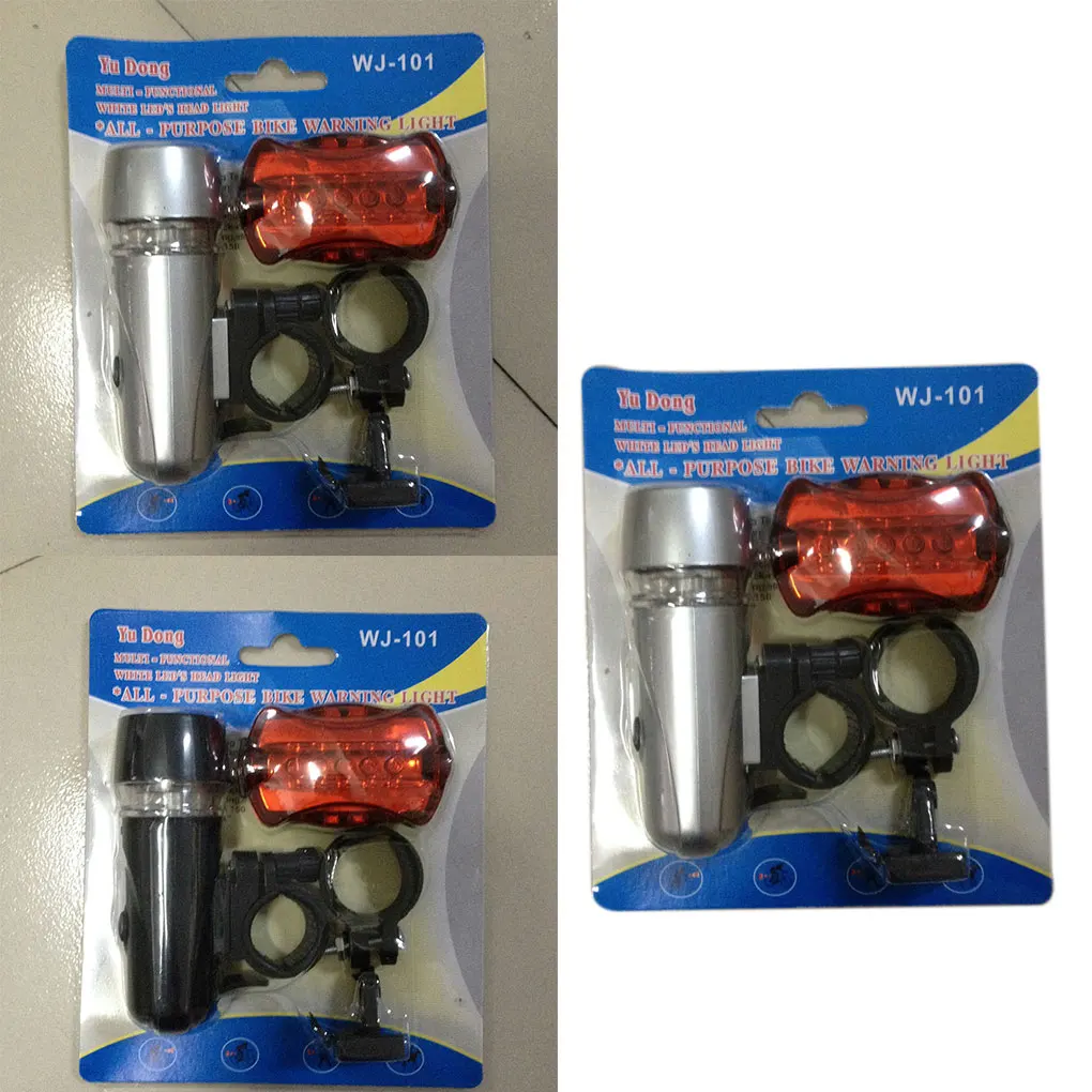 Waterproof Bright 5 LED Bike Bicycle Front Head Light Rear Back Tail Lamp Taillight Headlight