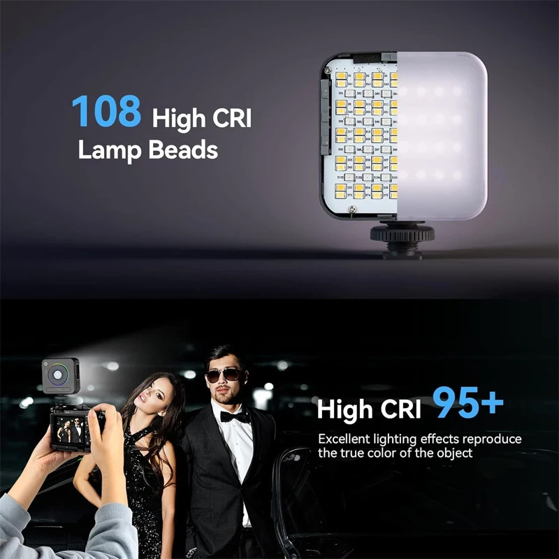 SmallRig P108 RGB Video Light Portable LED Camera Lamp 360° Full Color Photography Lighting for YouTube Vlogging -4055