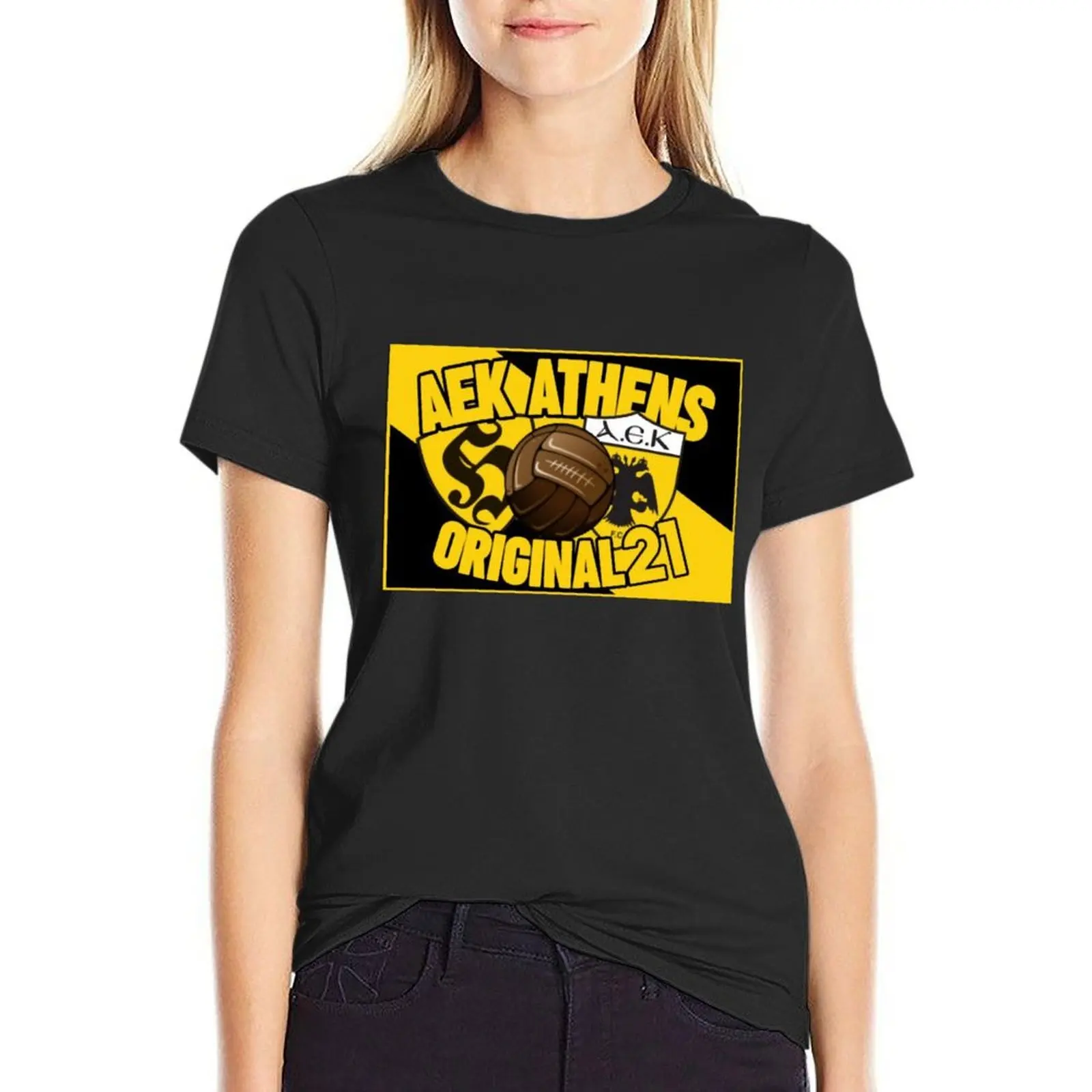 AEK ATHENS FC T-Shirt blacks quick-drying Woman clothes