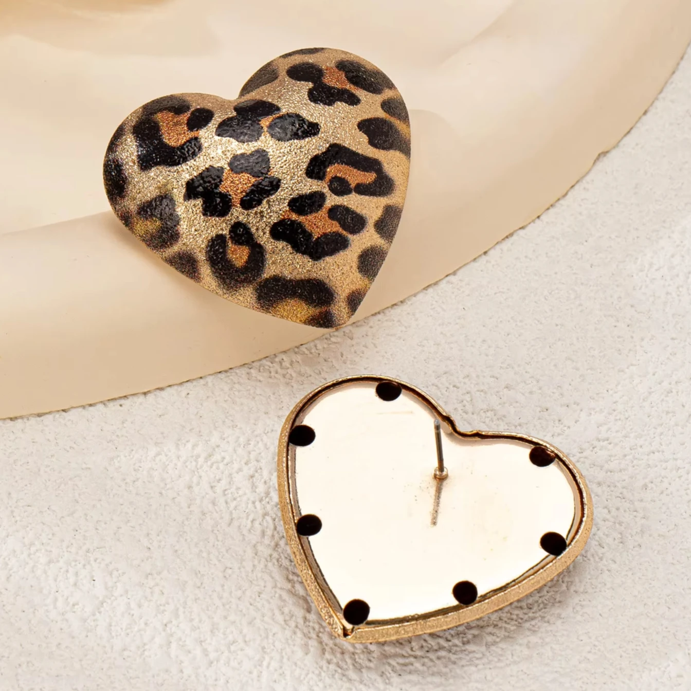 stud earrings for women heart shape leopard print geometric ear accessories daily commute party Gift OL fashion jewelry BE513