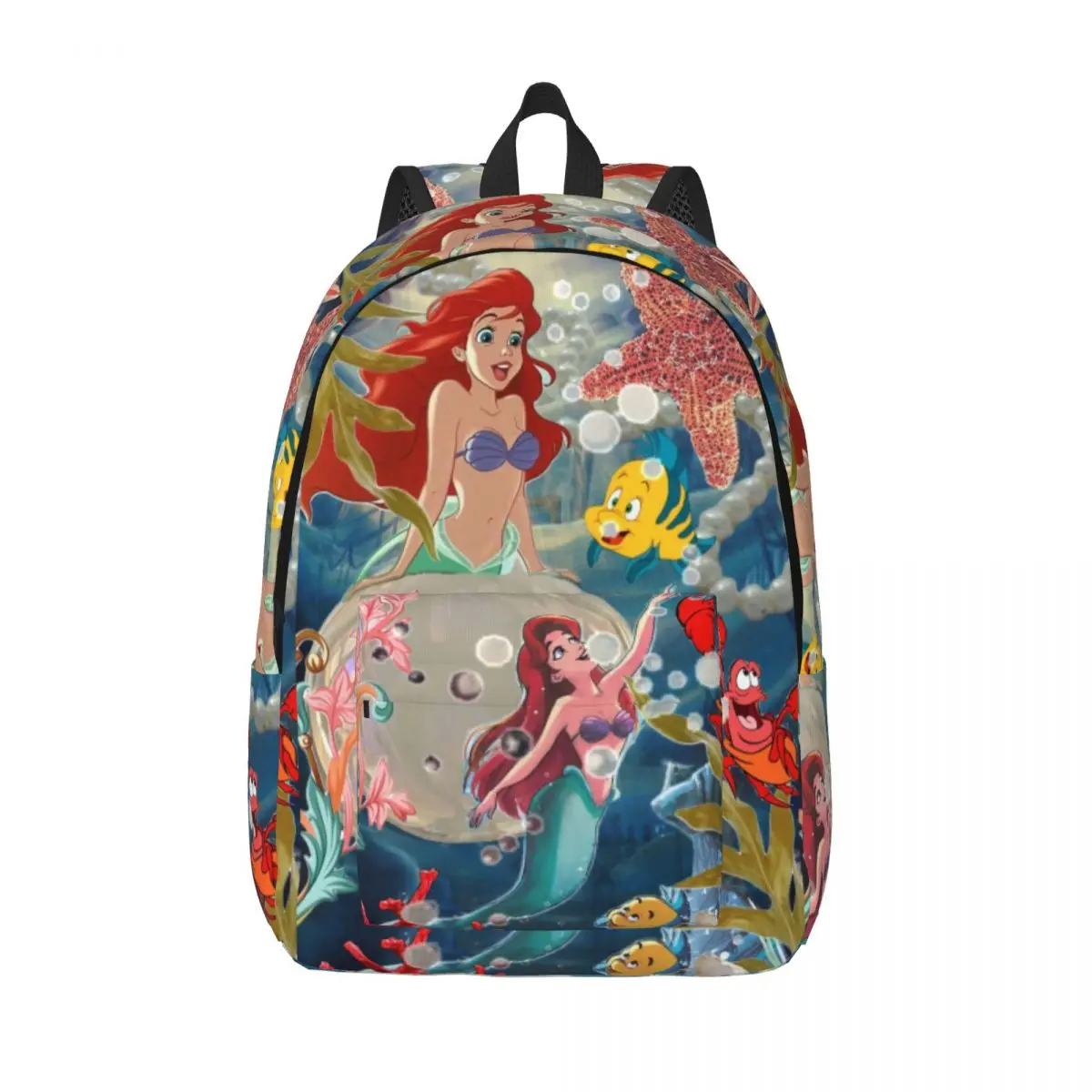 Custom Princess Ariel Travel Canvas Backpack Women Men School Computer Bookbag The Little Mermaid College Student Daypack Bags