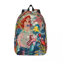 Zaino personalizzato in tela da viaggio principessa Ariel donna uomo zaino per Computer scolastico The Little Mermaid College Student Daypack Bags