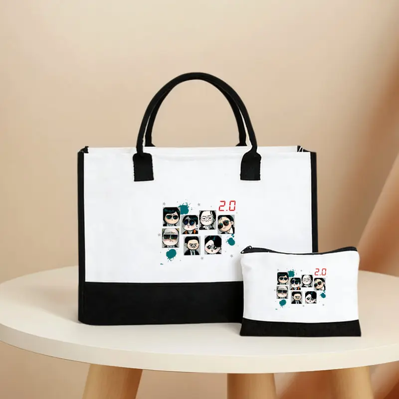 Tote Bag + Makeup Bags Combination Arirang World Tour 2026 Kpop Fan Gift Spliced Multifunctional Storage Large Capacity Handbag