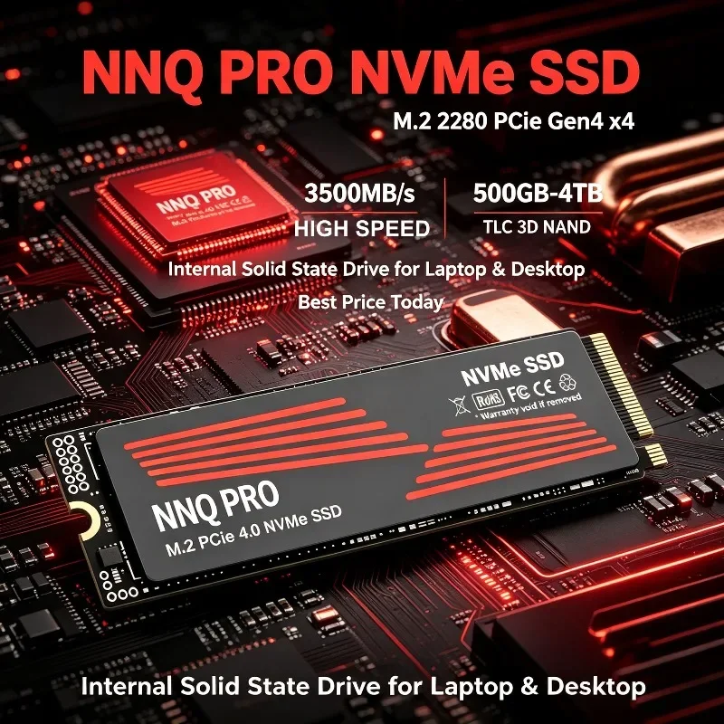 NNQ PRO SSD NVMe M.2 3500MB/s M.2 2280 PCie Gen4.0 500GB-4TB SSD TLC 3D NAND Unidades de Estado Sólido Internas para Laptop e Desktop