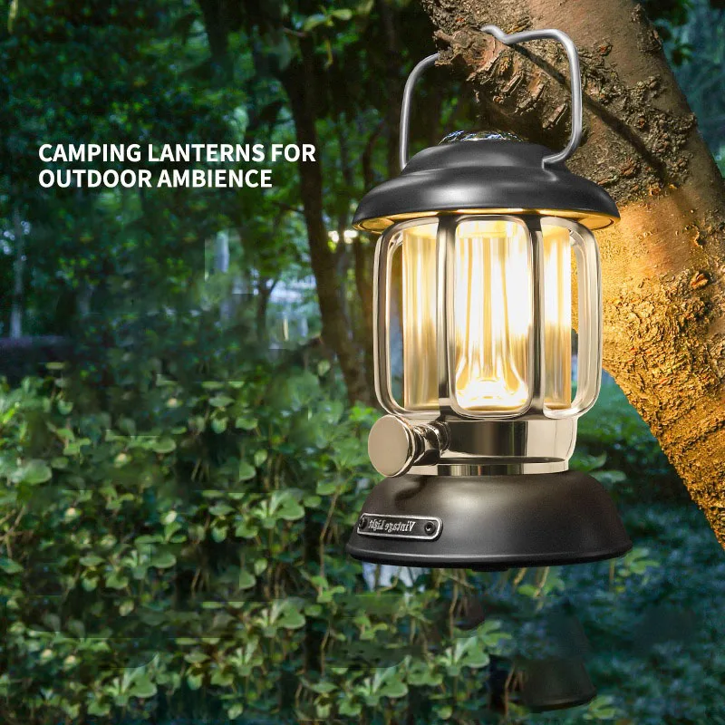 

Outdoor Portable Light Lamp Rechargeable Retro Camping Lamps Waterproof Standing Durable Lighting Natural Hiking Accessories