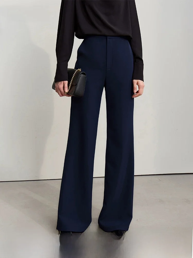 

Elegant High Waist Bell Bottom Pants Simple Pure Color Casual Long Trousers for Women Commute Style Summer New Arrival