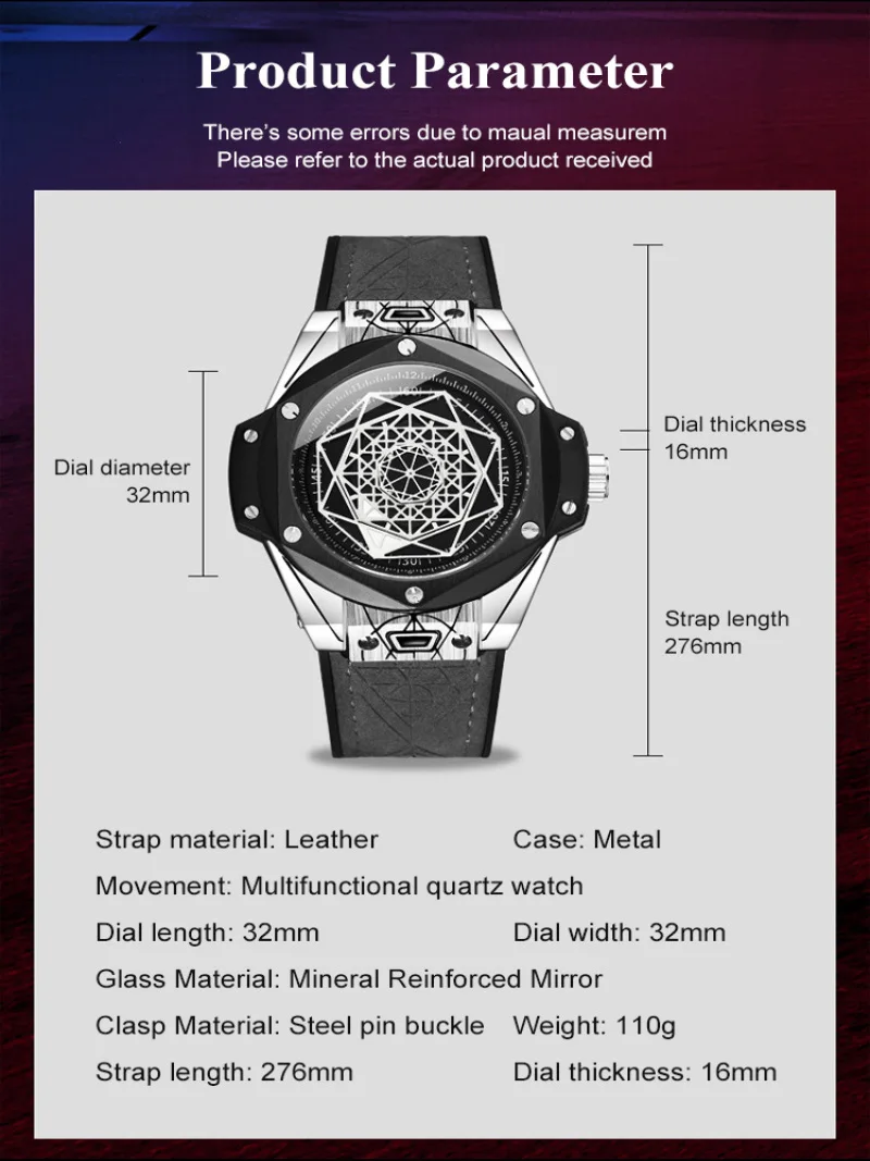 Men\'s Universe Waterproof Quartz Personalized Spider Web Luminous Watch