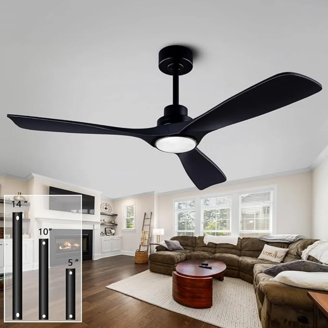 42/52/60 Inch Ceiling Fan Industrial Vintage Wood Ventilator With Light Remote Control Decorative Blower Retro Large Fans