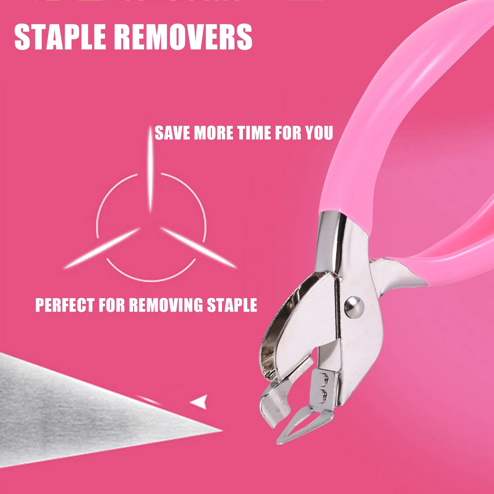 Handheld Staple Remover Lifter Opener Spring-loaded Staple Puller for Office School Home Use (Pink)