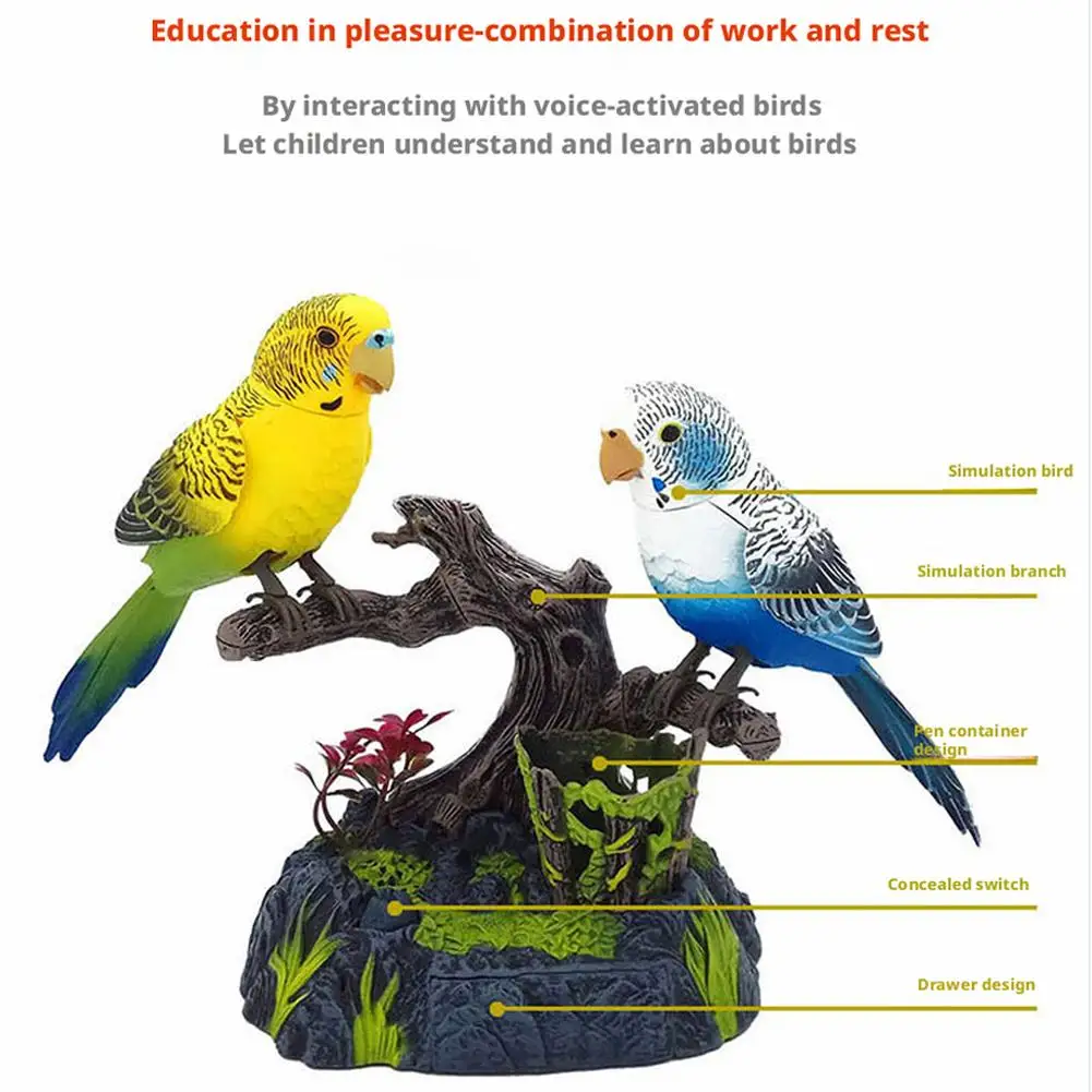Lectric Battery Toys Birds Operated Simulated Induction Sound Parrots Children Moving Toy Talking Control Pets Voice-Activated view 3