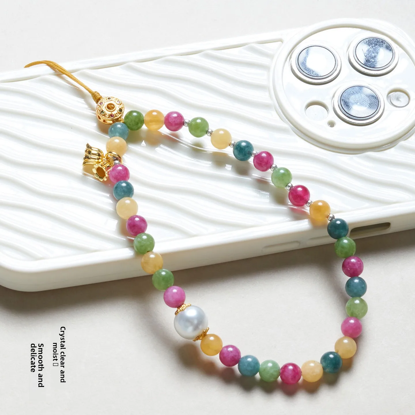 

Красочная цепочка для телефона, мягкая веревка, дизайн с бусинами из смешанных драгоценных камней для стильных чехлов для телефонов, ремешок для телефона, ремешок для телефона