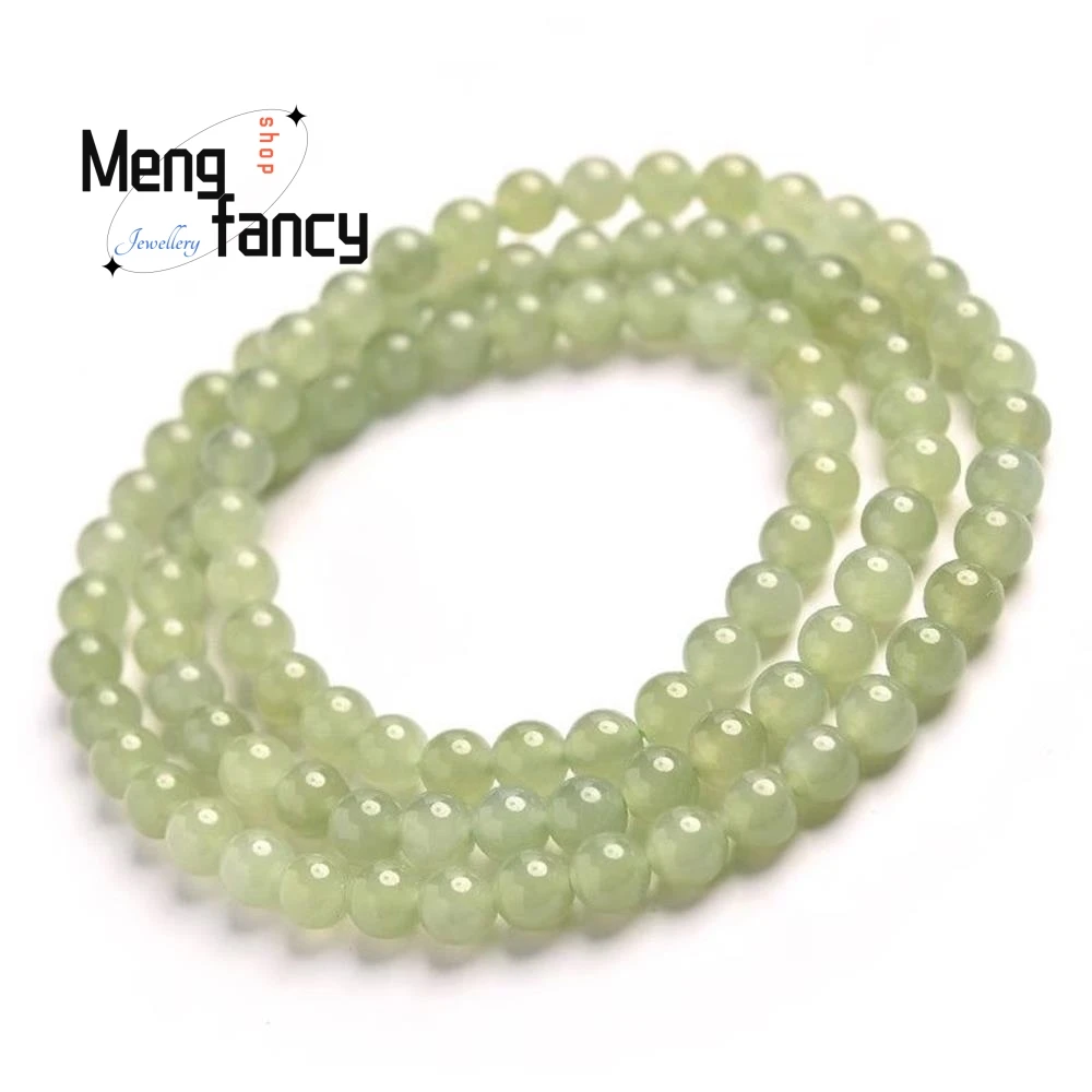 Natural Clear Water Hetian Jade Multi Loop Bracelet Female Crafts Loose Beads Beading Charm High-grade Exquisite Fashion Jewelry