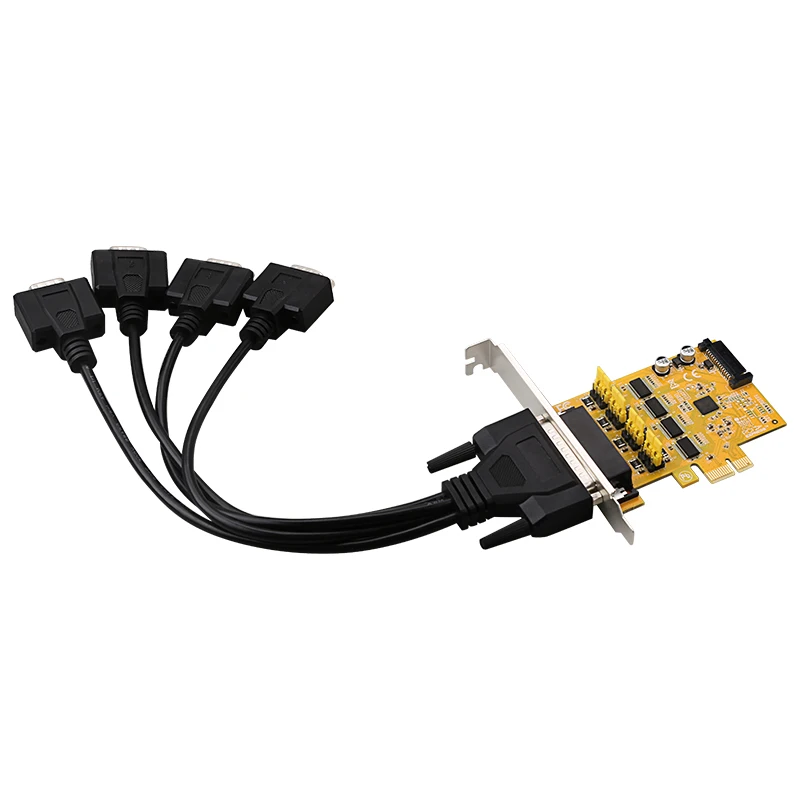 4-портовая последовательная карта PCI Express RS232 DB9 (4S) для настольных компьютеров с источниками вывода питания, питание 5 В или 12 В