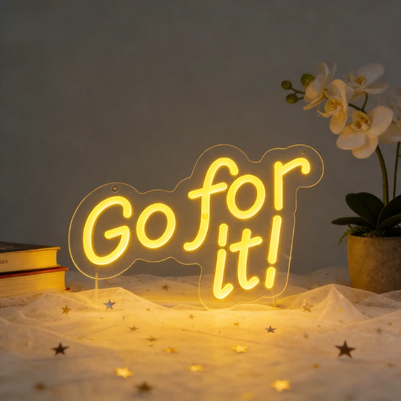 

Go for it Neon Sign LED Night Light USB Inspirational Quote Wall Art Desk Lamp for Bedroom Office Game Room Home Decor Gift