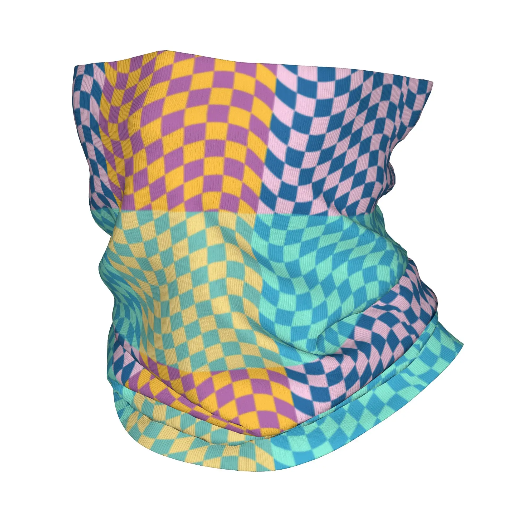 Custom Colored Checkered Bandana Neck Gaiter Windproof Face Scarf Cover Men Women  Headband Tube Balaclava