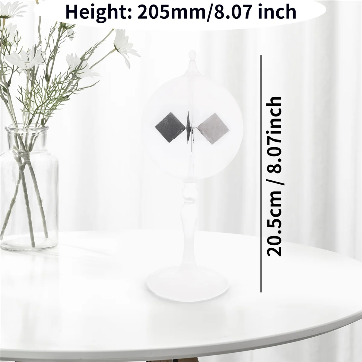 F-3C 20,5 cm Glas-Windmühle, solarbetrieben, Crookes Radiometer, Lichtmühle/pädagogisches Lehr- und Lernwerkzeug/Büro-Heimdekoration