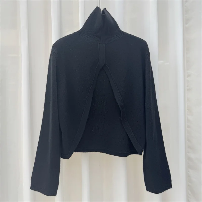 Women's sweater New elastic knitted slim fit long sleeved top for autumn 2025 Wool blend pullover pullover Women's turtleneck