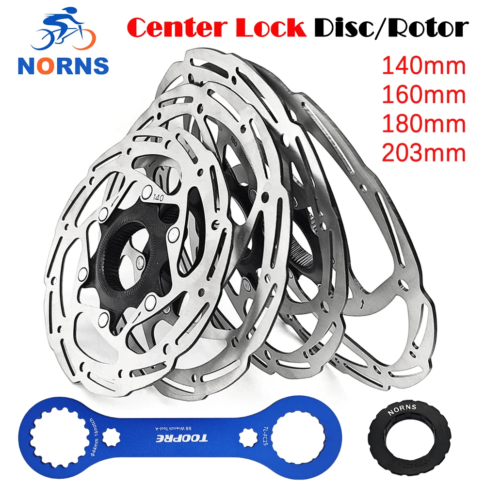 

NORNS MTB Road Bike Center Lock Brake Disc Rotor 203mm 140mm 160mm 180mm Strong Heat Dissipation Floating Rotor Disk With Wrench