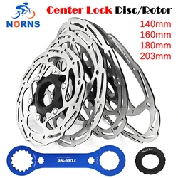 NORNS MTB Road Bike Center Lock Brake Disc Rotor 203mm 140mm 160mm 180mm Strong Heat Dissipation Floating Rotor Disk With Wrench