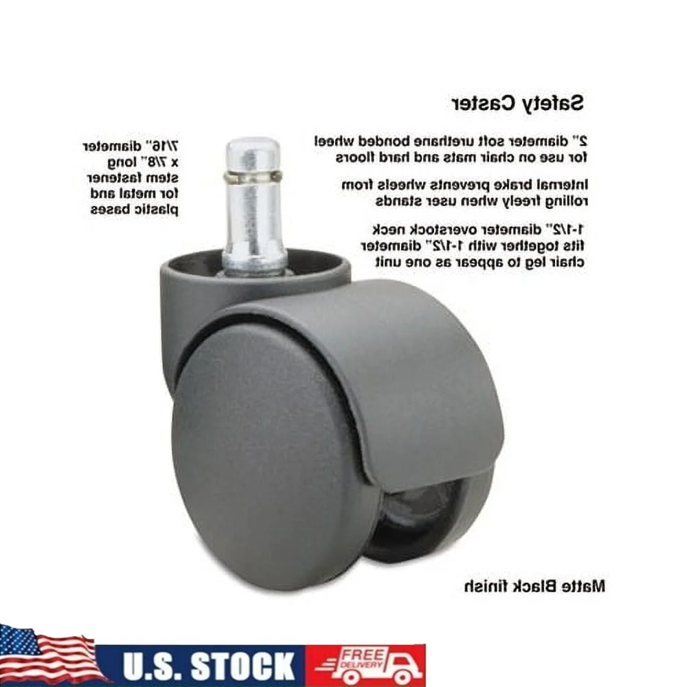 

Safety Caster Set Polyurethane Dual Wheels 110 lbs Weight Capacity Oversized Neck B Stem Roll Control Internal Brake 5 Pieces