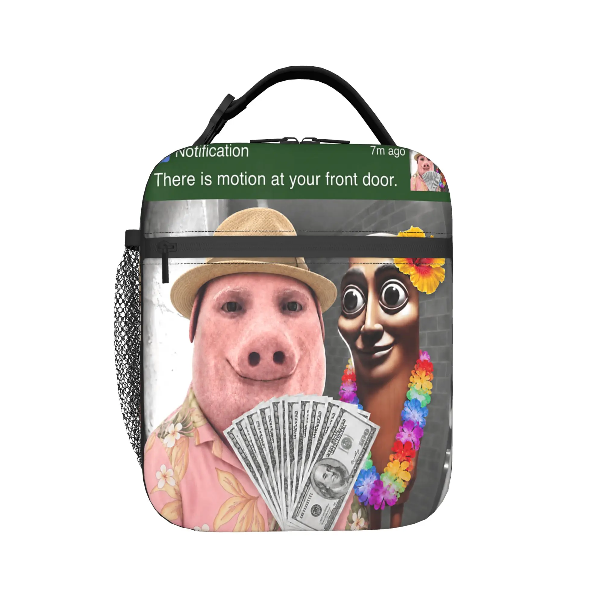 There is Motion at Your Front Door Tung Tung Tung Sahur Lunch Bag For Men  Graphic Lunch Box Kawaii Travel Cooler Bag