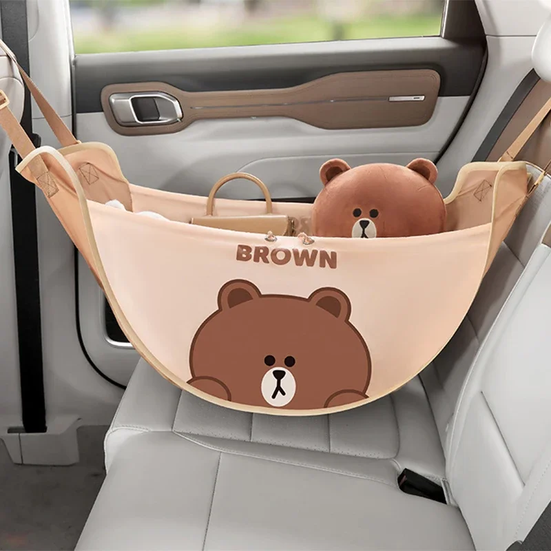 Car Seat Back Storage Bag Anime Cartoon Portable High Capacity Car Hanging Sundries Net Pocket Pouch Gifts Car Storage Organizer