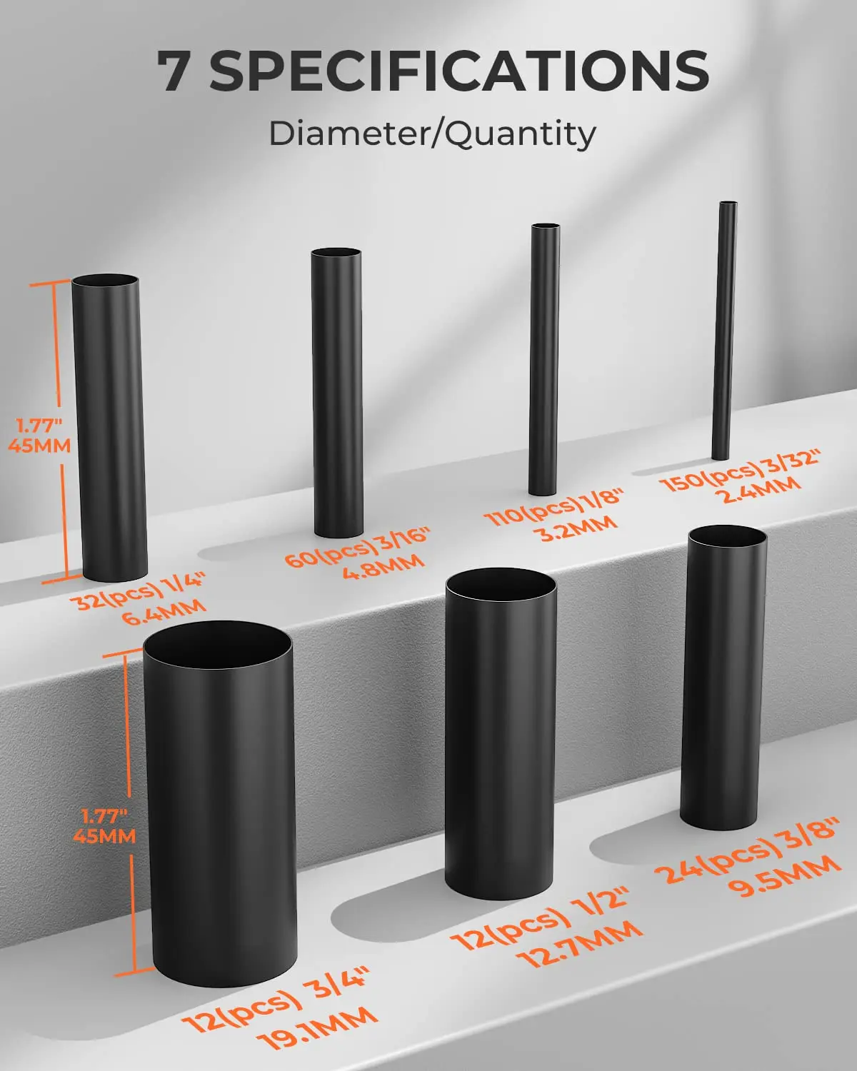 

400Pcs Heat Shrink Tubing Kit-3:1 Ratio Adhesive Lined,Marine Grade Shrink Wrap Industrial Heat-Shrink Tubing Black