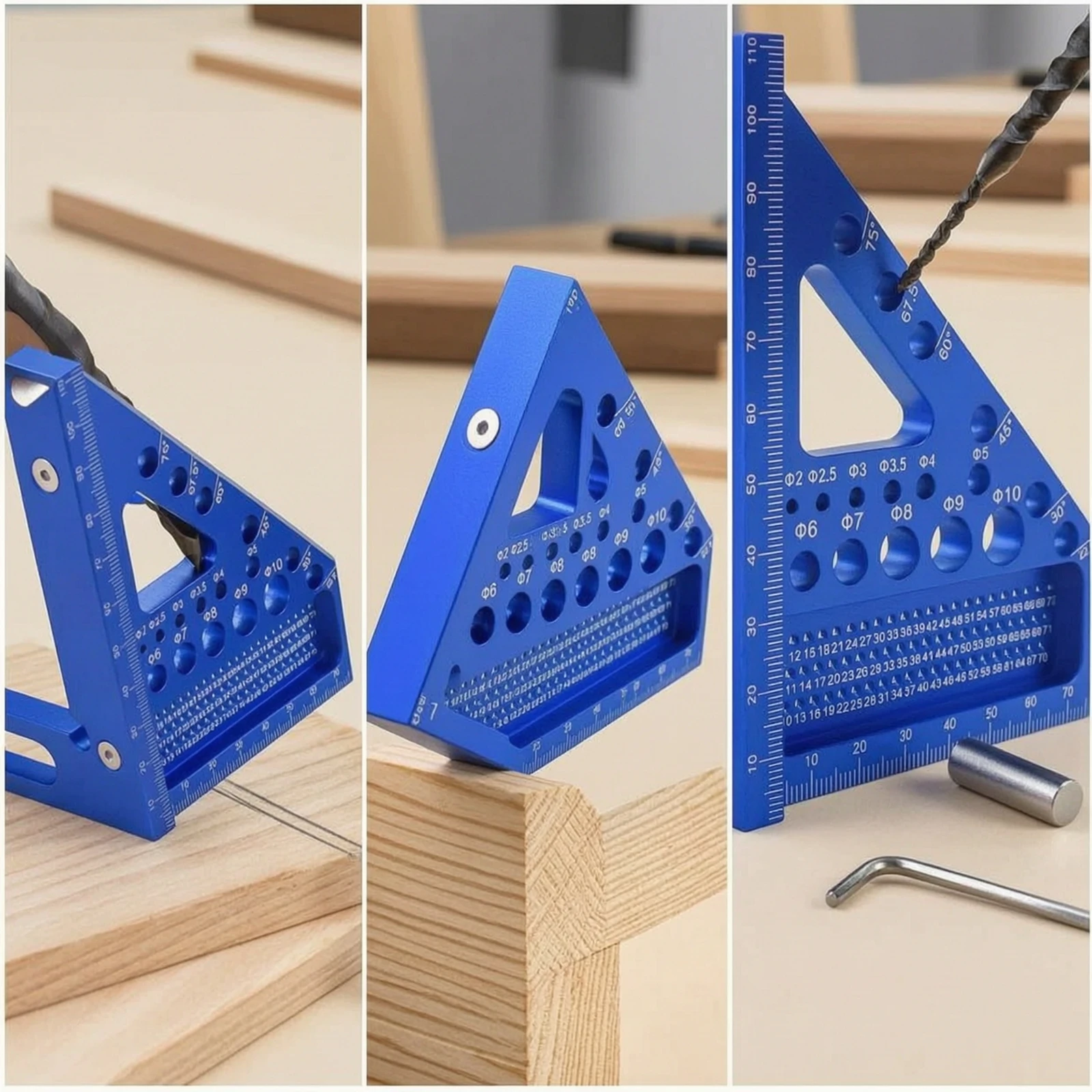 Woodworking Ruler - Triangle Ruler with Hex Key Aluminum